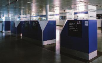 array of signs, from the main external Terminal One sign