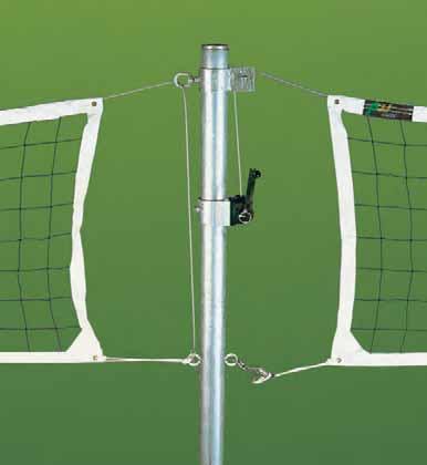 DELUXE COMPETITION POSTS WITH NET TIGHTENER, SIDE PULLEY & ROPE CLAMP Each competition post comes equipped with individual components. Post 1 has 2 fixed eyes.