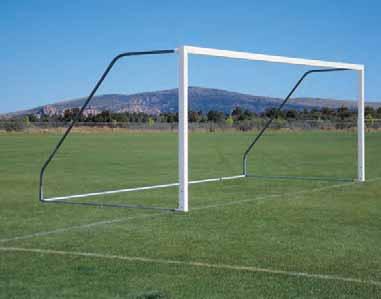 Providing a front opening of 8'x24', the uprights and crossbars are manufactured of 4" square galvanized steel or aluminum and are powder coated white.