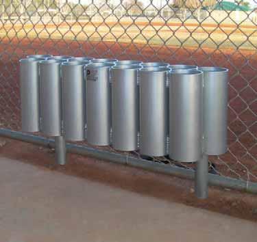 BASEBALL & SOFTBALL ACCESSORIES 41 Poly-Cap Protective Guard SIDELINE FENCING Manufactured from 2-3/8" O.D. steel posts, the 11-gauge mesh attaches with tension bars and brace bands.