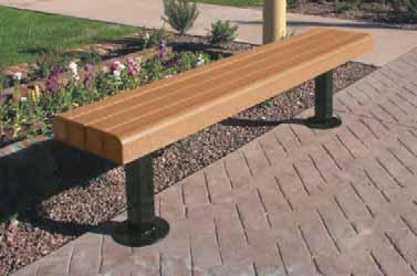 52 RECYCLED BENCHES Model #1108-06 $478.00 With M1 mount option. RECYCLED PLASTIC CURVED BACK BENCH Our Curved Back Bench design is available in 2" x 10" recycled plastic seats and back with 2-3/8" O.