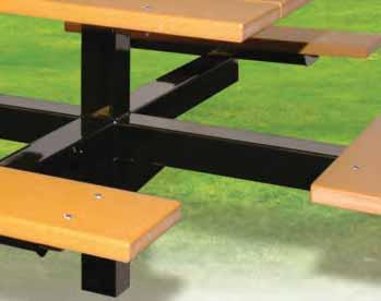 features a 4" square galvanized post and a seat support manufactured of 2-3/8" O.D.