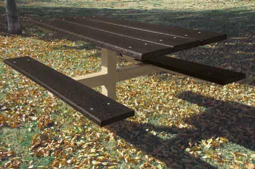 Choose from 2" x 10" anodized aluminum or recycled plastic planking for tabletop and