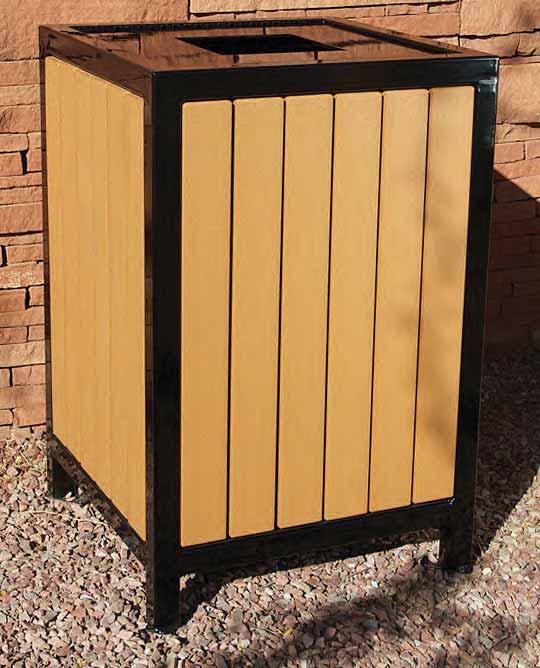 Model Description Weight Powder Coat 1450 Litter receptacle with recycled plastic planks 211 lbs. $755 Side Door $109 Model #1450 $755.