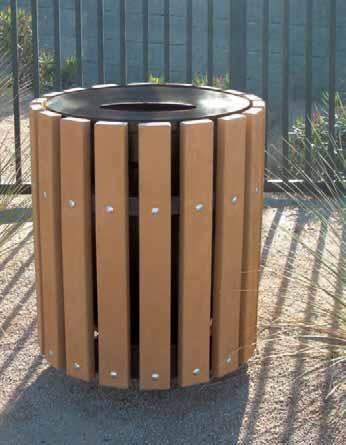 LITTER RECEPTACLES 63 LITTER RECEPTACLE Made of 2"x 4" recycled plastic planks with a steel frame construction. All receptacles shipped with 32 gallon removable plastic container.