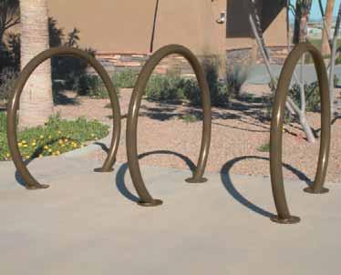 66 BIKE RACKS OXFORD BIKE RACK The Oxford bike rack gets its support from either 4-1/2" O.D. or 3-1/2" O.D. steel with curved 90 degree bends.