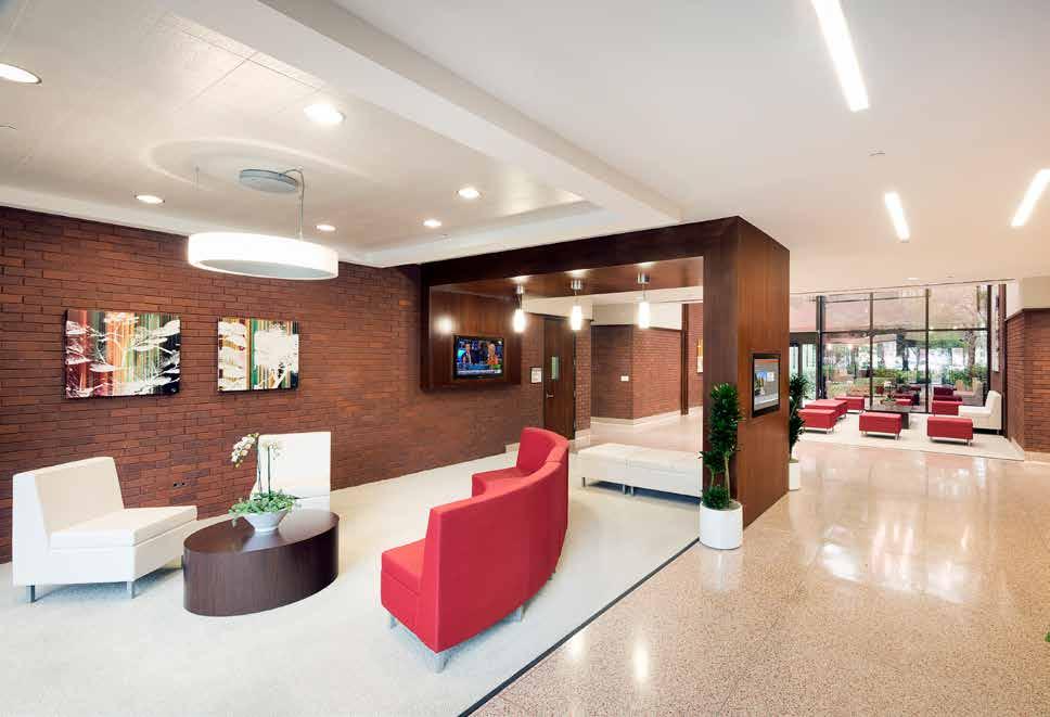 Beautiful Interiors NEWLY RENOVATED Balentine Office Park features a modern, collaborative lobby with timeless mid-century touches.