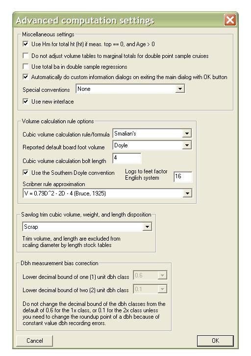 Site Index Cruises Setting up the Parameters If you are using profile functions and are cruising Total Height as hm, then you can go to the Tools > Advanced Computation Options and check the box that