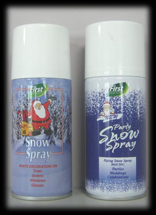 FIRST THINGS FIRST SNOW SPRAYS 100 ml 125 ml Decorative Flying Barcode Brand Product Volume 869 741954 6438 FIRST THINGS FIRST DECORATIVE SNOW