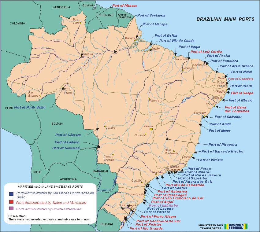 53 Figure 6: Map of Brazil Ports