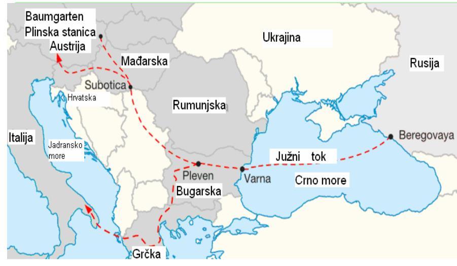 kilometara, dok je podvodni dio plinovoda kroz Crno more trebao biti dugačak 900 kilometara. Ukupna cijena izgradnje plinovoda procijenjena je na preko 30 milijardi eura. Slika 6-5.