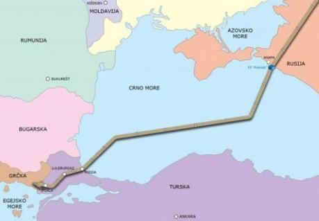 Rusije do Turske (slika 6-6). Planirani transportni kapacitet plinovoda trebao bi iznositi 63 milijarde m 3 plina na godinu. Duljina kopnenog dijela plinovoda trebala bi iznositi 180 kilometara.
