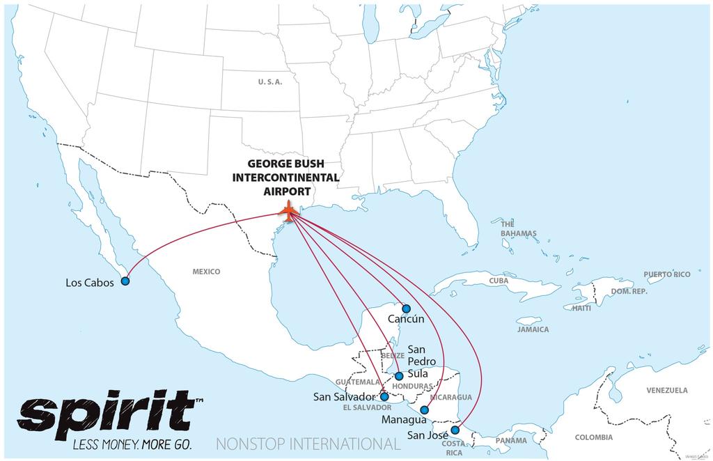 Spirit has become IAH s second gateway to Latin America Spirit is