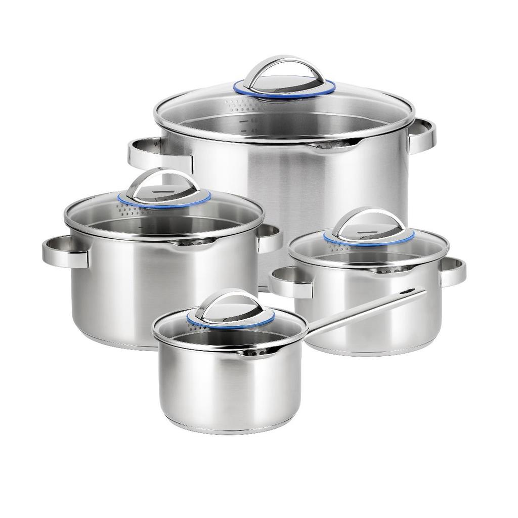 PEARL COOKWARE SET 18/10 STAINLESS STEEL 13PEARL004 4 Piece Cookware Set 18/10 S/Steel Body and Sandwich Bottom Cooking Pot with Lid Cooking Pot