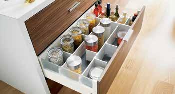 profiles on the sides of the drawer 4 Lateral divider: moveable lateral dividers that clip onto the cross divider to create a smaller space for items 9 Dividing wall: separates the bottle rack from