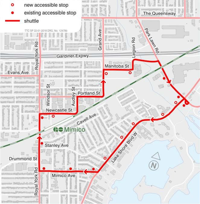 Figure 3: Mimico GO Shuttle Proposed Routing The service will operate Monday to Friday from approximately 6:00 a.m. to 9:00 a.m., and from approximately 3:00 pm to 7:00 pm.