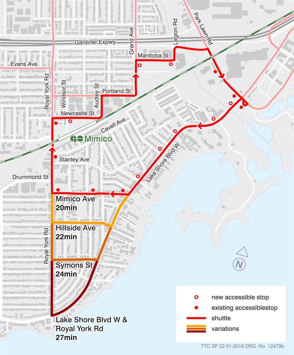 Figure 5: Alternative Routings to Proposed Mimico GO