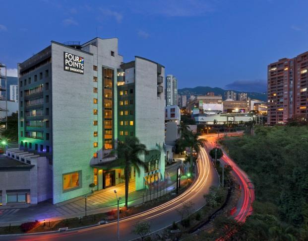 Area Category ( ) Average Rate Downtown 2 to 3 35 USD Laureles 3 to 5 60 USD Poblado 4 to 5 120 USD HOTEL VENUE Sheraton Four points Adjacent to El Poblado, the most