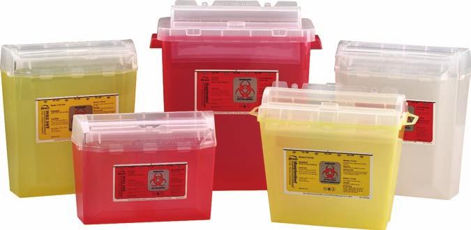 clinics and other high-traffic areas. Translucent containers and lids help identify fill level.