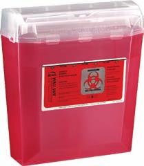 Dimensions: 8" H x 11" L x 4 1 /4" W Requires use of bracket/key #410 and 415 for wall mounting 5-QUART WALLSAFE SHARPS CONTAINER 24/CASE 150 020 Translucent Beige 150 030 Translucent Red 150 040