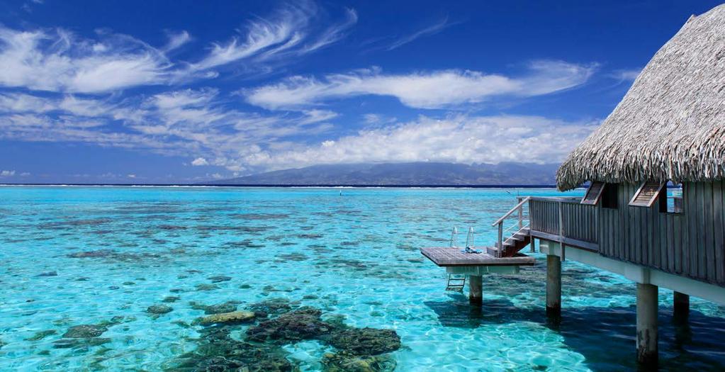 TAHITI Experience the romantic and pure French Polynesia. The picturesque island of Moorea is set on a crystal clear lagoon with lush green mountains towering overhead.