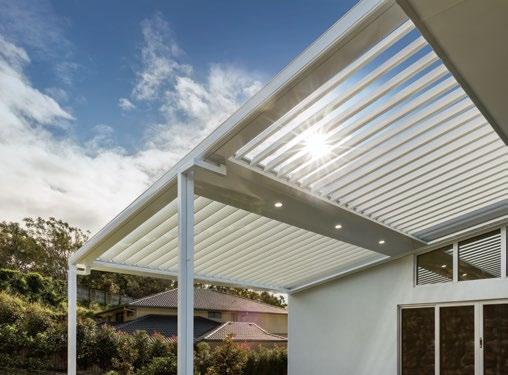 SUPERIOR DESIGN The Stratco Outback Sunroof is available in a flat and gable roof design.