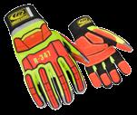 FIRST RESPONDER GLOVES 347 RESCUE HI-VIS TPR impact protection on top of hand, knuckle and fingers Knuckle TPR design with detached fingers for better flexibility KevLoc padded palm panels &