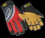 353-12 2XL 353-13 3XL 355 ROPE RESCUE RED Foam padded rope control channel on palm Premium synthetic leather palm and fingertip patches Heavy duty leather material between fingers for durability