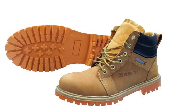 Full Wrapped Foam Cushion Insole. Thick Steel Toe Cap. Nubuck Leather Uppers., Polyurethane Lug Outsole.