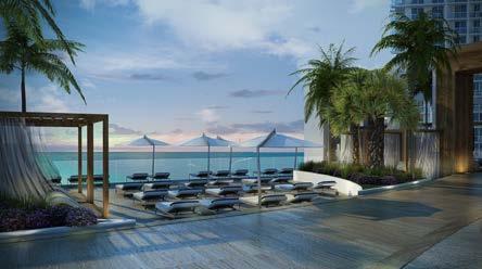 LIVING LUXURY SERENITY ABOVE SHORE Kick off your shoes and step outside to a chic pool and beach retreat.
