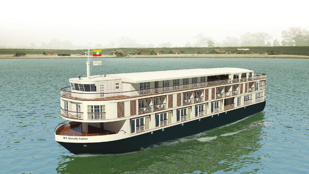 Irrawaddy Explorer S H I P D A T A Length: 188 feet Passenger decks: 3 Beam: 40 feet Passenger suites: 4 Design draft: 4 feet Passenger staterooms: 24 Air draft: 38 feet Passengers (maximum): 56 Ship