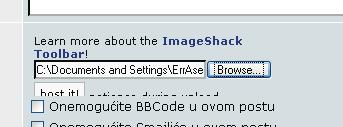 Nakon toga, kad se slika uploada na server, otvara se novi prozor vašeg browsera koji će izgledati slično kao na slici: Crveno je oznaćeno: Thumbnail for forum i Direct link to image.