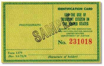 Citizen Identification Card (Form I-197) Identification Card for Use of Resident Citizen in the United States (Form I-179) Form I-179 was issued