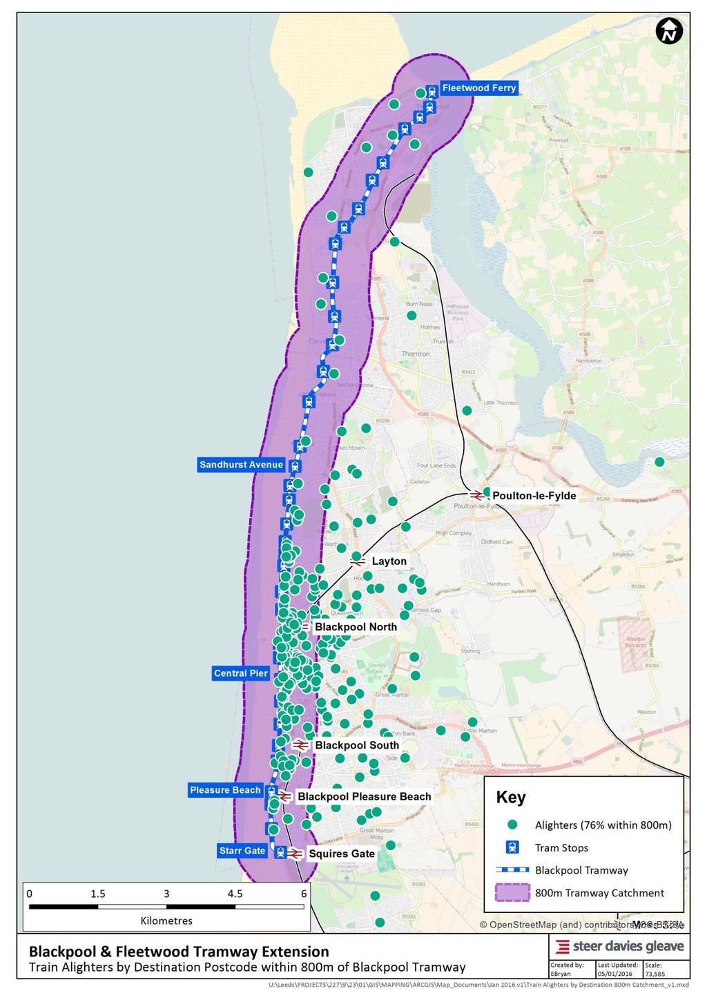 Figure 3.5: Destinations of People on Foot or By Tram Alighting at Station The two-way movement of local residents between the North West and Blackpool for work, leisure and services 3.2.