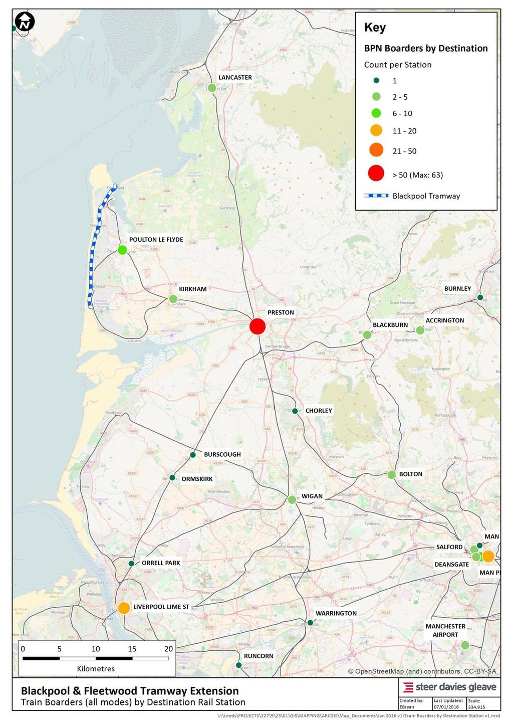 Figure 3.9: Destination Stations for Commuter and Business Rail Travellers from Blackpool North Station Conclusion 3.2.