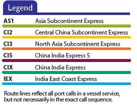 Sheva exports Weekly service links China directly to Karachi, and connects North Asia and Southeast Asia to Karachi via