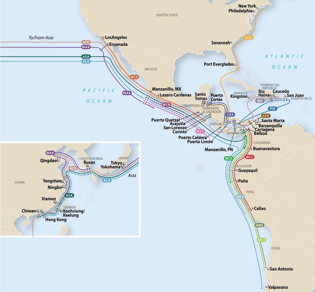 Latin America APL services outside of the OCEAN ALLIANCE THE APL ADVANTAGE Weekly services to and from more than 100 locations