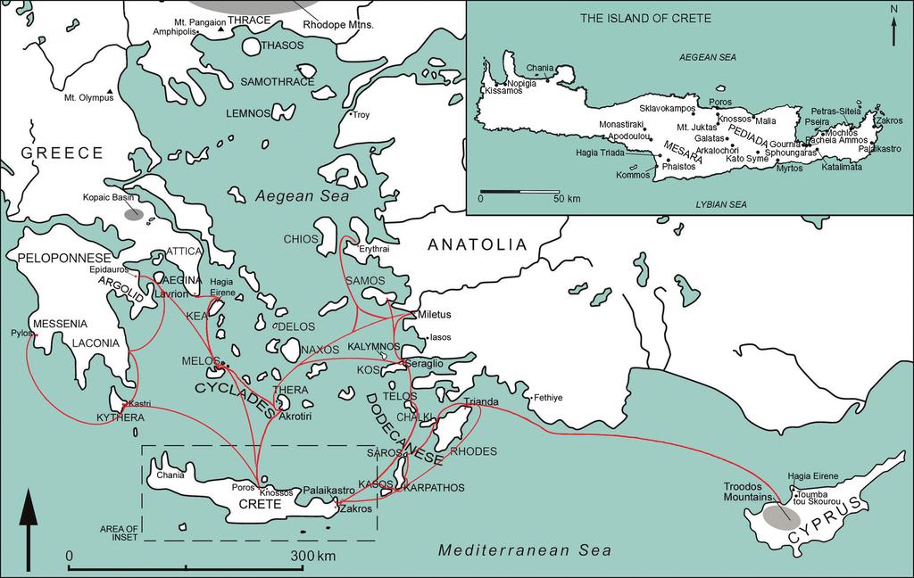 realities of power: the minoan thalassocracy in historical perspective 153 Figure 12.1. Map of the Aegean showing Bronze Age sites discussed in detail in the text and Minoan trade routes.
