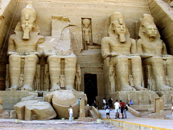 Major buildings like the Temple of Luxor in this picture (from ca. 1250 BCE) were constructed from Aswan granite and sandstone.