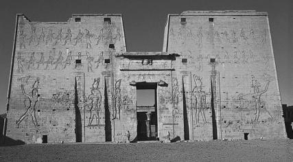 This type of temple with a simple massive gateway or pylon with sloping walls is known as a pylon temple. Nebamun s official title in Egypt was scribe and counter of grain.