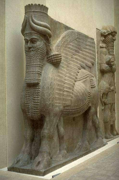 Lamassu (winged human headed bull) from the citadel of Sargon II, Dar Sharrukin