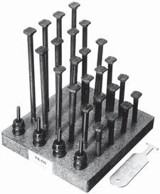 Bolts: Short Series: 4 each of 1-1/2, 2, 2-1/2, 3, 3-1/2 and 4 long Long Series: 4 each of 3, 4, 5, 6 7 and 8 long 8 Flange Nuts 1 T-Slot Cleaner 1 Holder For material information, see individual