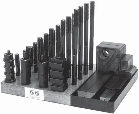 Super Clamp Kits Steel or Aluminum Step Blocks Kit Contains: 6 Step Blocks 6 Serrated End Clamps 4 Coupling Nuts 4 Flange Nuts 4 T-Slot Nuts 1 T-Slot Cleaners 24 Studs 4 each of: English Kits: 3, 4,