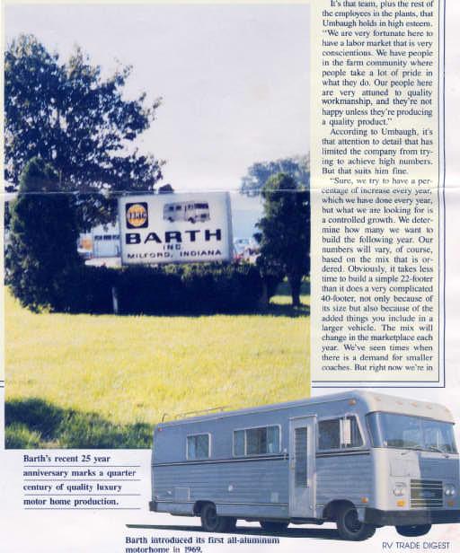 Barth Equates Success with Quality By Thomas Russell From RV Trade Digest October 1988 Provide to Barthmobile.
