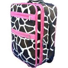Sample Class Luggage Sarah #3 Coolstuff4u Giraffe Print Wheeled Suitcase Made of leather-like black and white PVC vinyl, with hot pink vinyl trim, the suitcase has an animal skin texture Features an