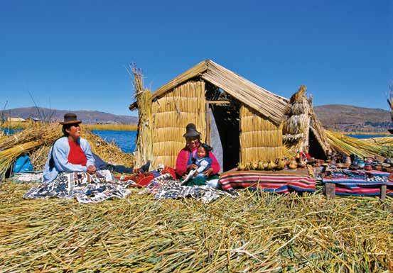 Uros Islands residents on Lake Titicaca World Heritage site. Mid-afternoon we return to Aguas Calientes and our hotel, with time at leisure before dinner together tonight.