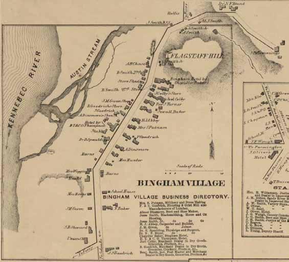 Bingham Village 12 Map of Somerset County, Maine 1860