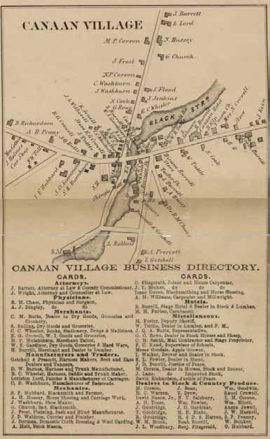 Canaan Village 20 Map of Somerset County, Maine 1860