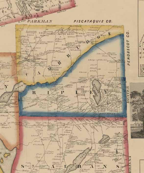 RIPLEY 64 Map of Somerset County, Maine 1860 2013