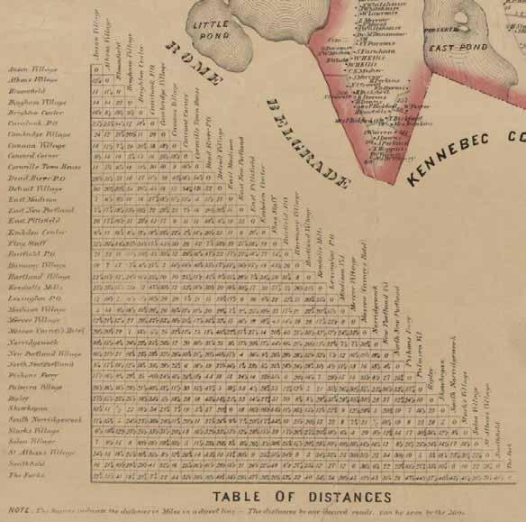 Table of Distances 78 Map of Somerset County, Maine 1860